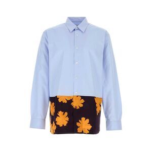 Dries Van Noten Men Light Blue Poplin Shirt